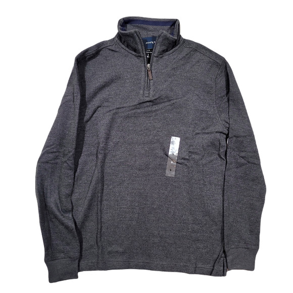 Club Room Quarter-Zip‎ French Rib Pullover Sweater Mens Small Dark Grey - Picture 1 of 5